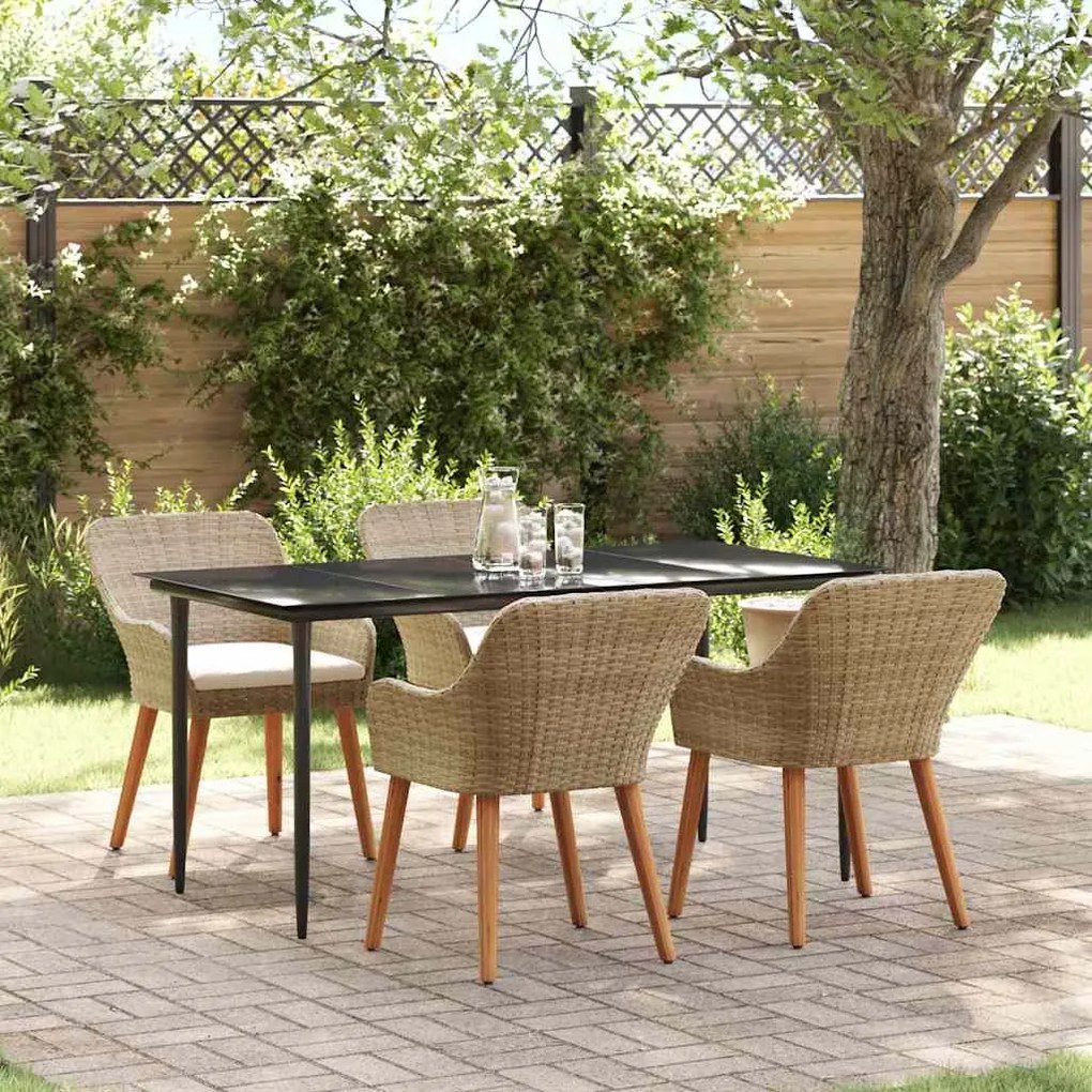 vidaXL Conjunto de Jantar de Jardim 5 Peças Bege em Rattan Sintético