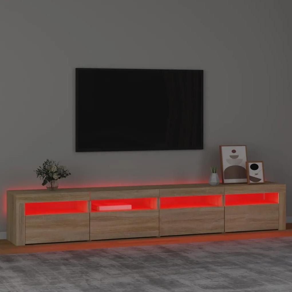 Móvel de TV com luzes LED 240x35x40 cm carvalho sonoma