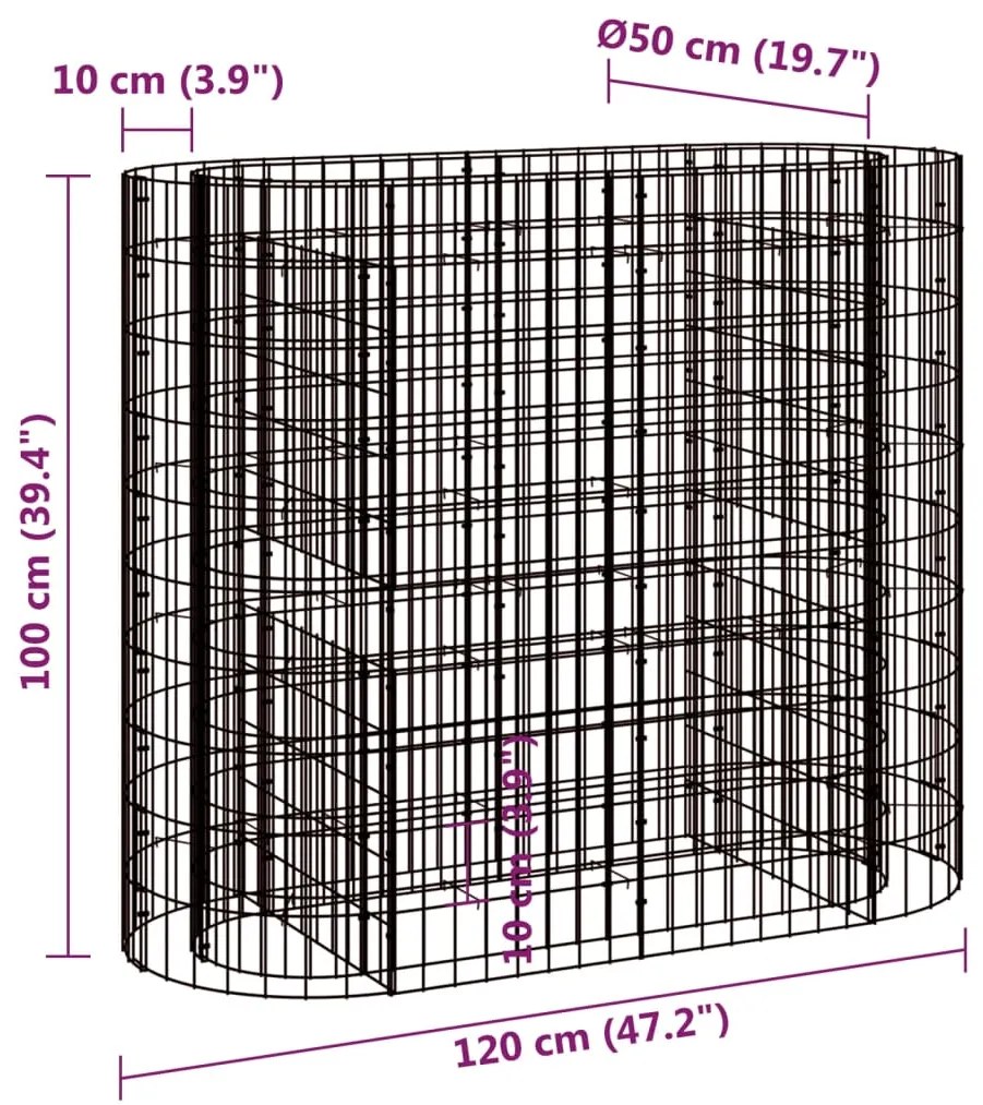 Canteiro elevado/cesto gabião 120x50x100 cm ferro galvanizado