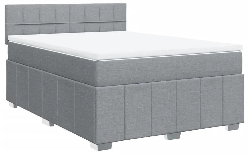 Cama com molas/colchão 140x190 cm tecido cinzento-claro