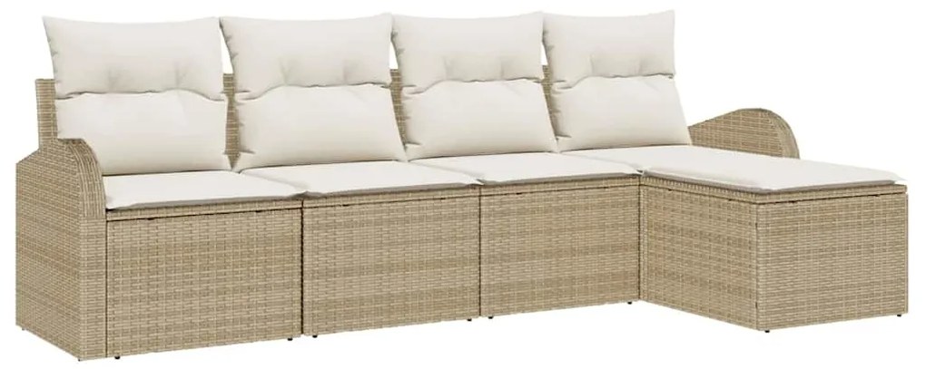 Conjunto de Sofá de Jardim de 5 Peças com Almofadas Bege em Rattan Sin