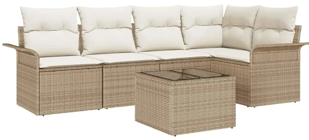 Conjunto de Sofá para Jardim com 6 Peças e Almofadas Marrom em Rattan