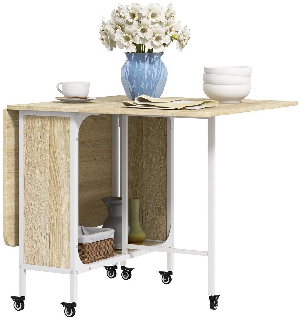 HOMOM Mesa de Cozinha Dobrável Mesa de Refeição Dobrável com Rodas Lat