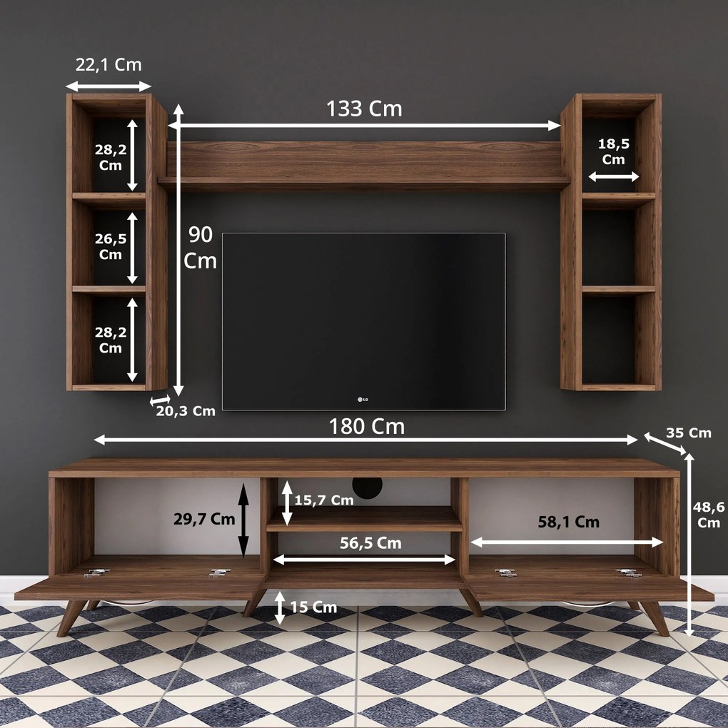 Conjunto de Móvel de TV "Askel" M2 – Design Moderno em Nogueira