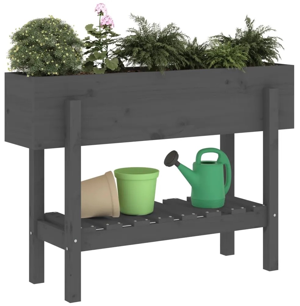 Canteiro elevado de jardim 101x30x69 cm pinho maciço cinzento