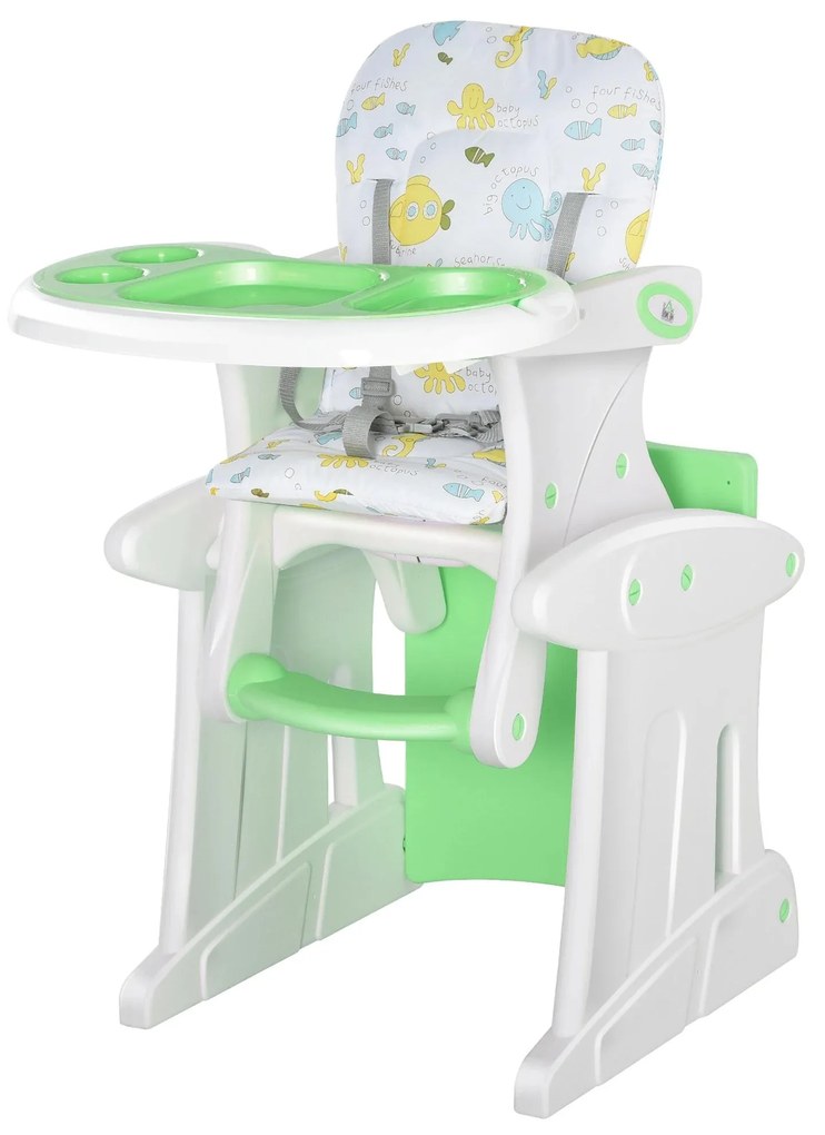 HOMCOM Cadeira para bebês acima de 6 meses 3 posições ajustáveis Acolchoado 57x59x105 cm Verde