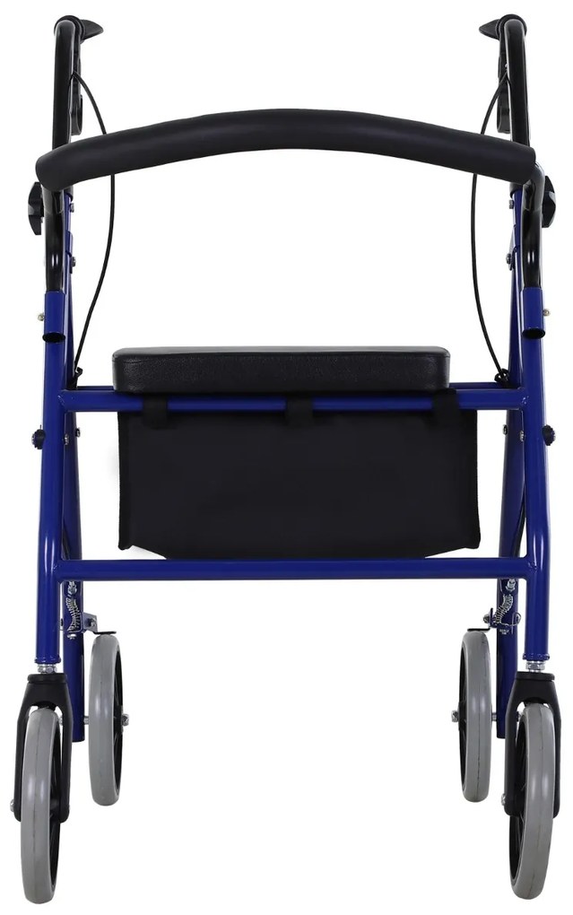 Andador adulto dobrável com freios e assento 77x55.5x84-93 cm