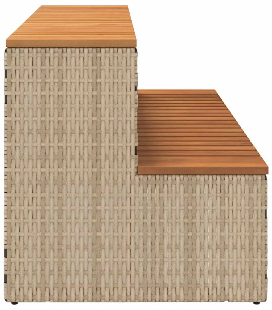 Degrau p/ hidromassagem 100x50x50,5 cm PE e acácia maciça bege