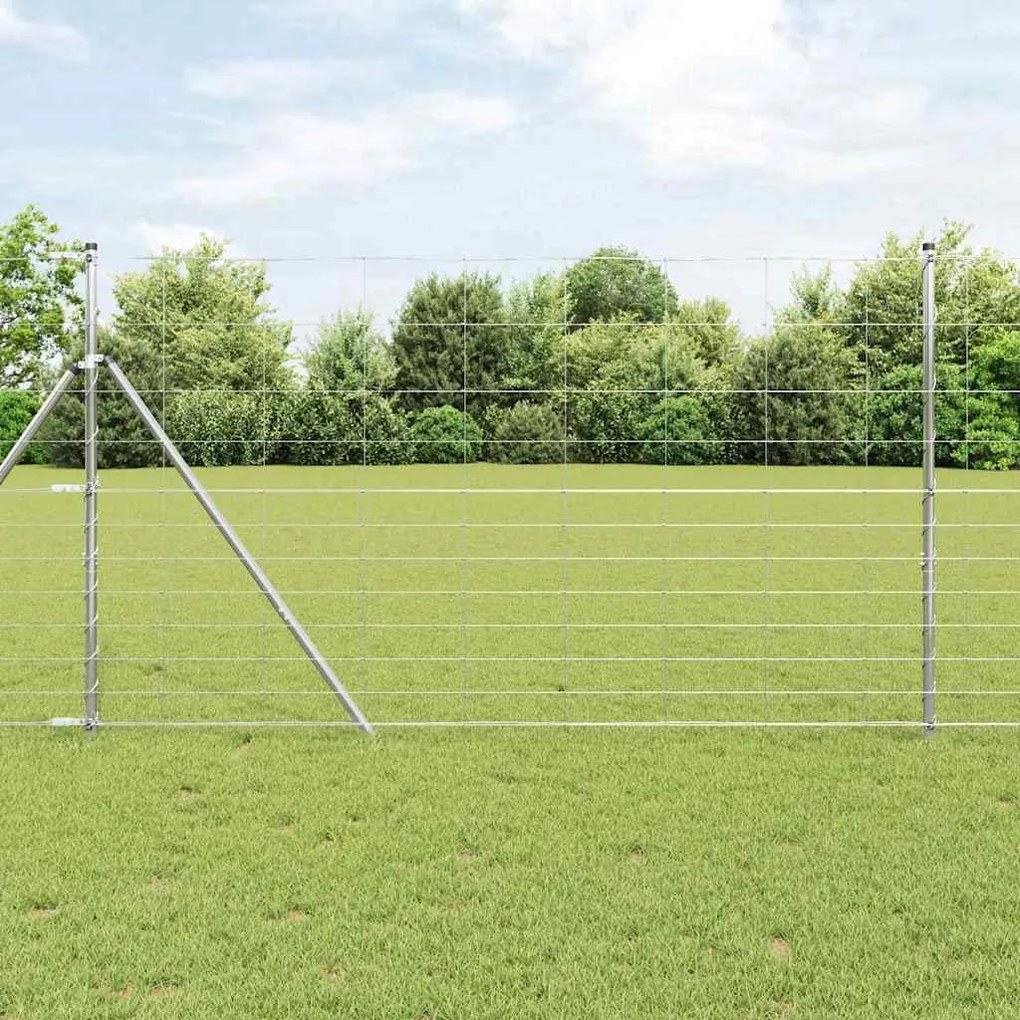 vidaXL Cerca de Campo 1,4x50 m Aço Galvanizado