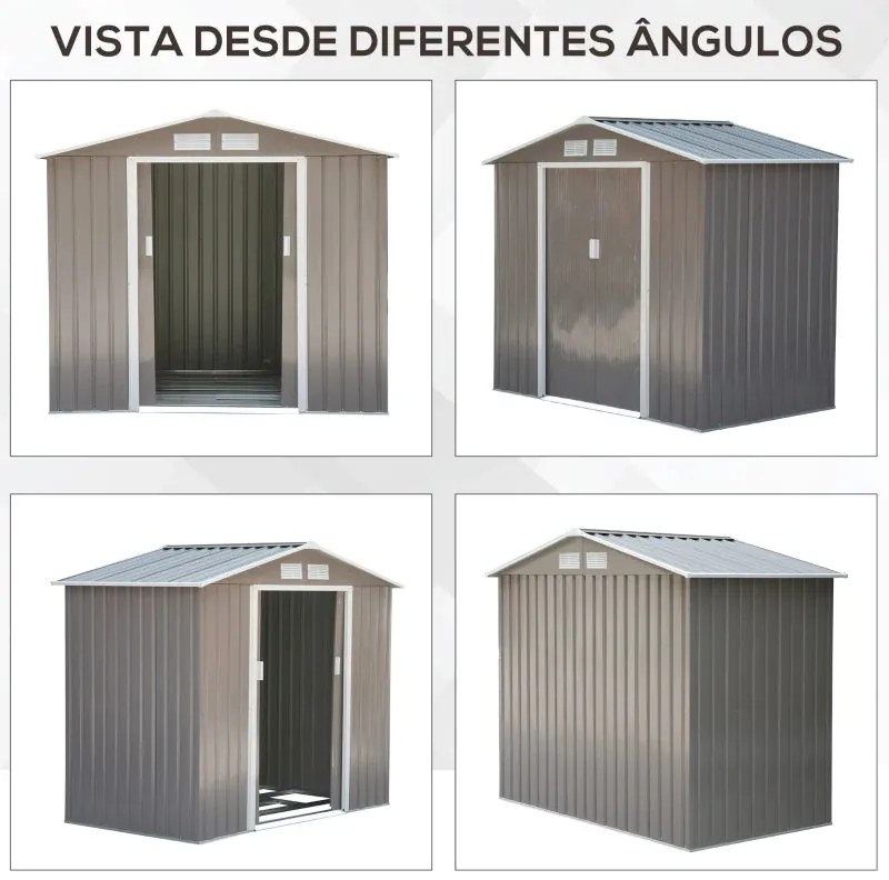 Abrigo de Jardim 213x130x185cm Abrigo de Jardim Metálico de Exterior p