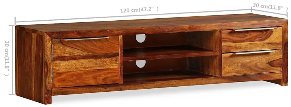 Móvel de TV madeira acácia sólida 120x30x30 cm