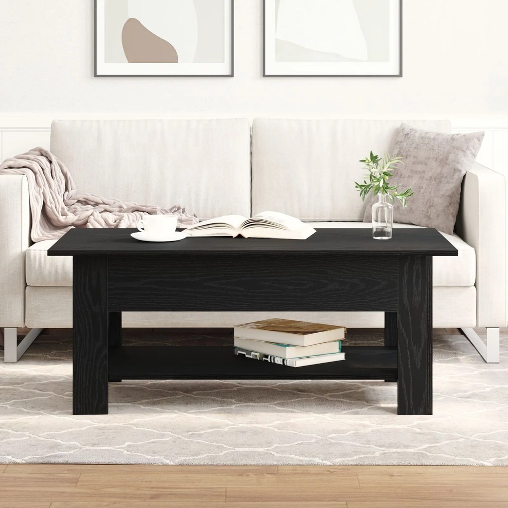 Mesa de café vidaXL em preto e carvalho com dimensões de 102x55x42 cm