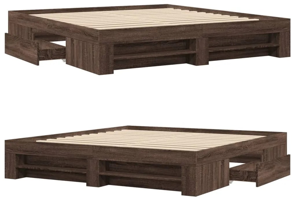Estrutura de cama sem colchão 180x200 cm carvalho castanho