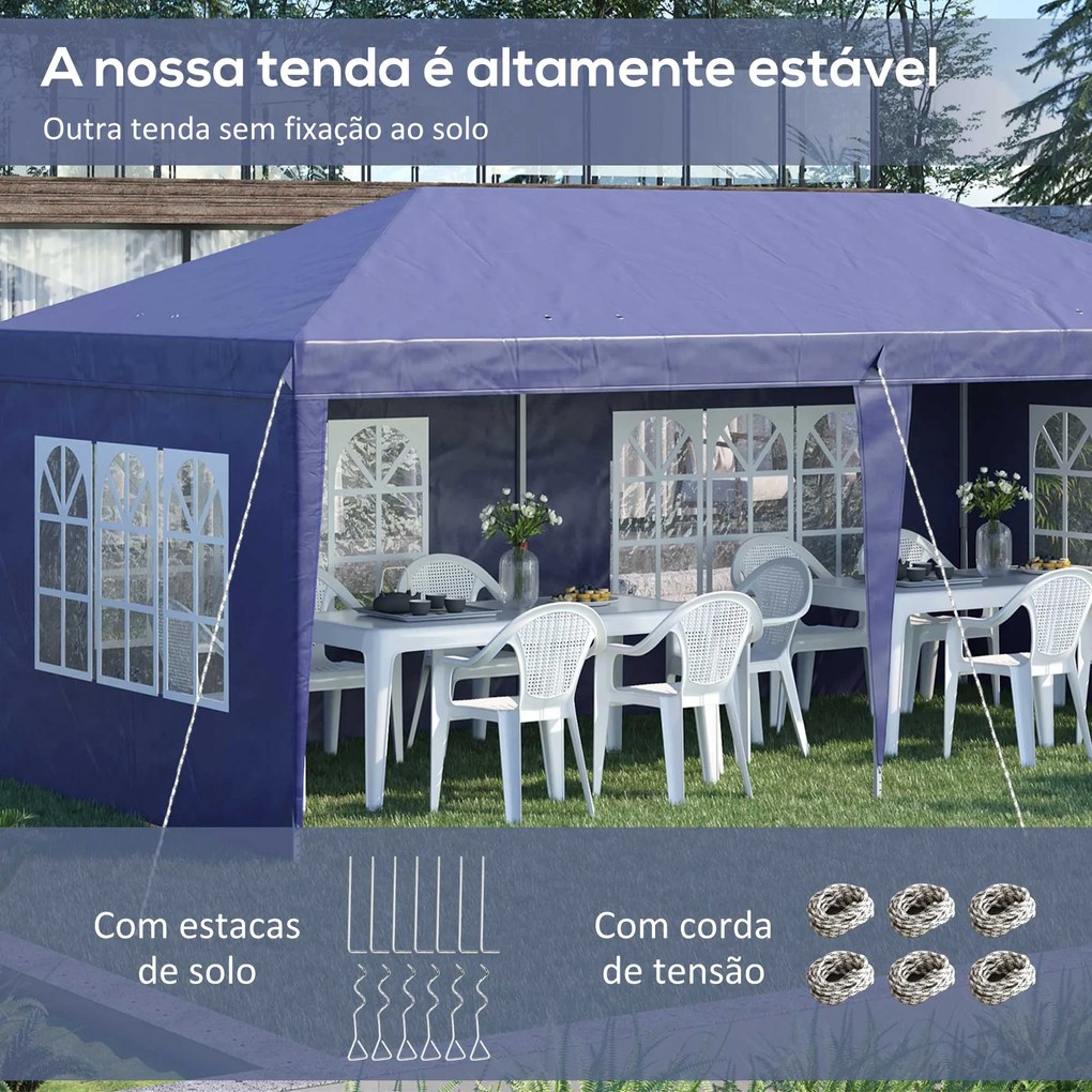 Tenda Dobrável 585x295x270 cm com 4 Paredes Laterais Amovíveis Tenda d
