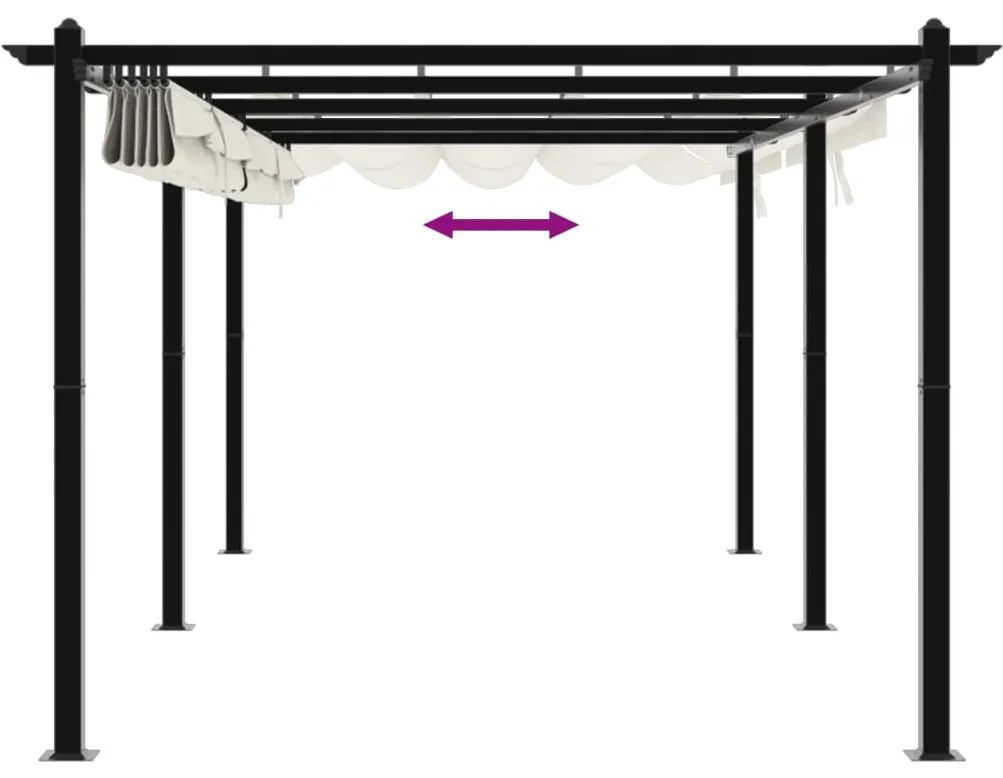 Gazebo de jardim com teto retrátil 3x6 m alumínio creme