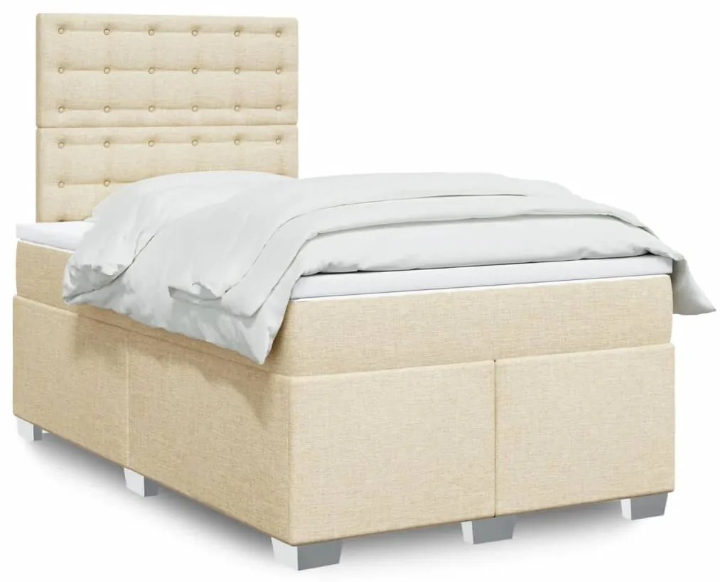 Cama boxspring com colchão 120x190 cm tecido cor creme