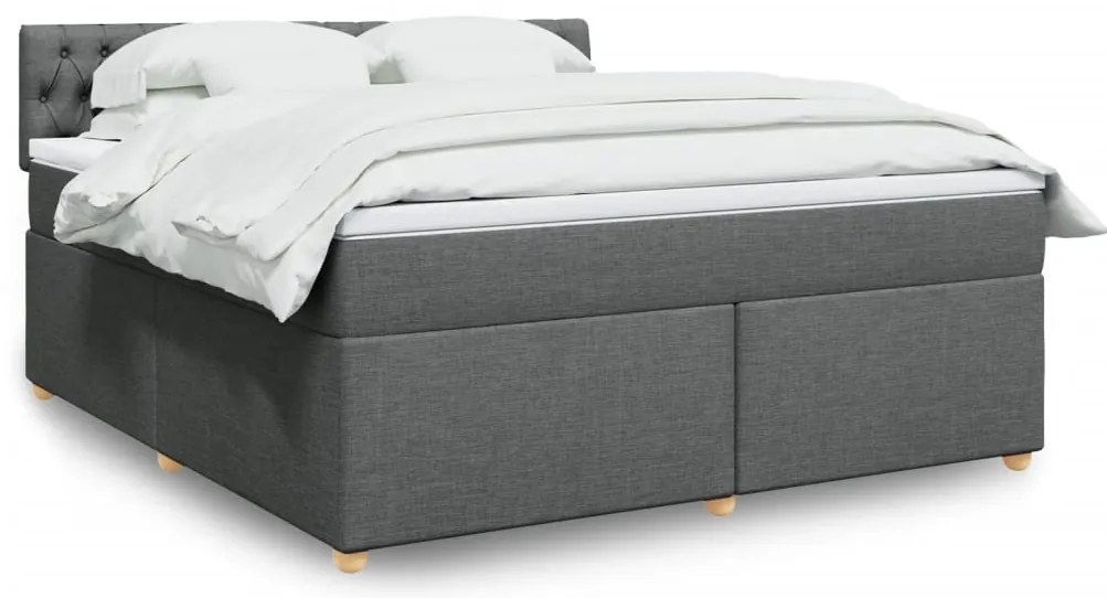 vidaXL Cama com molas/colchão 180x200 cm tecido cinzento-escuro