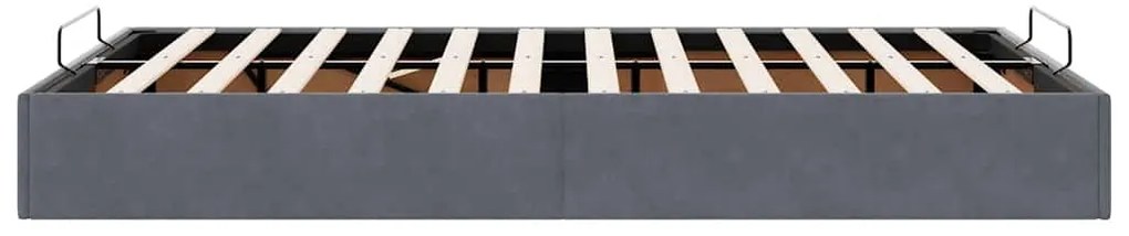 Otomano Bed Frame No Colchão Cinzento Escuro 120x200 cm Veludo