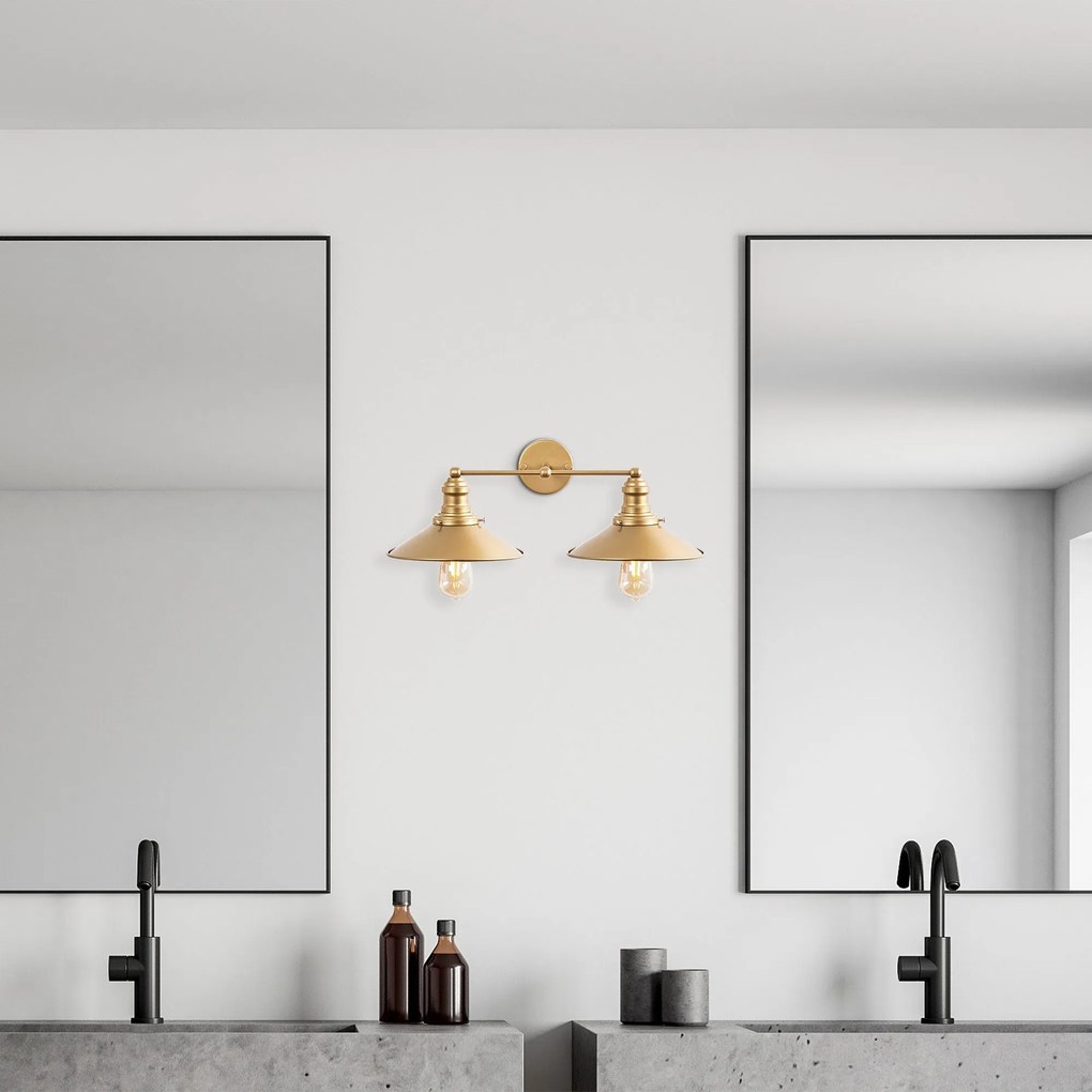 Candeeiro de Parede Conical – Dourado – 55 x 27 x 20 cm