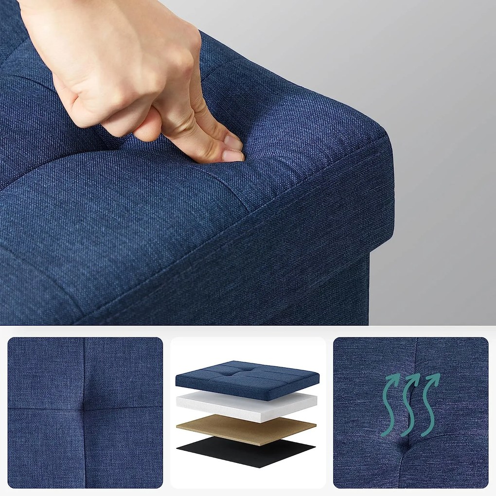 Banco com arrumação 110 x 38 x 38 cm azul marinho