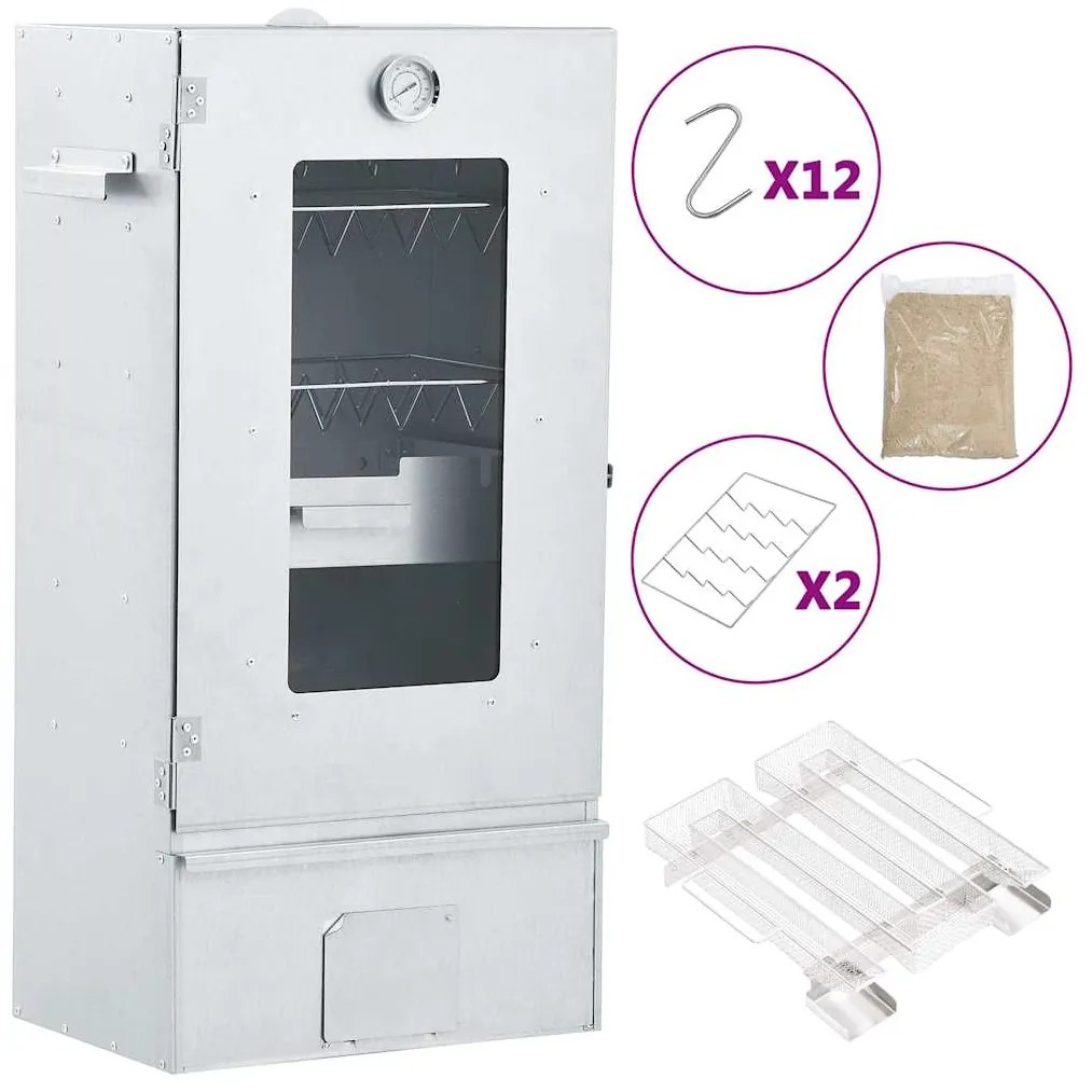vidaXL Defumador p/ churrasqueira c/ gerador fumo frio aço galvanizado