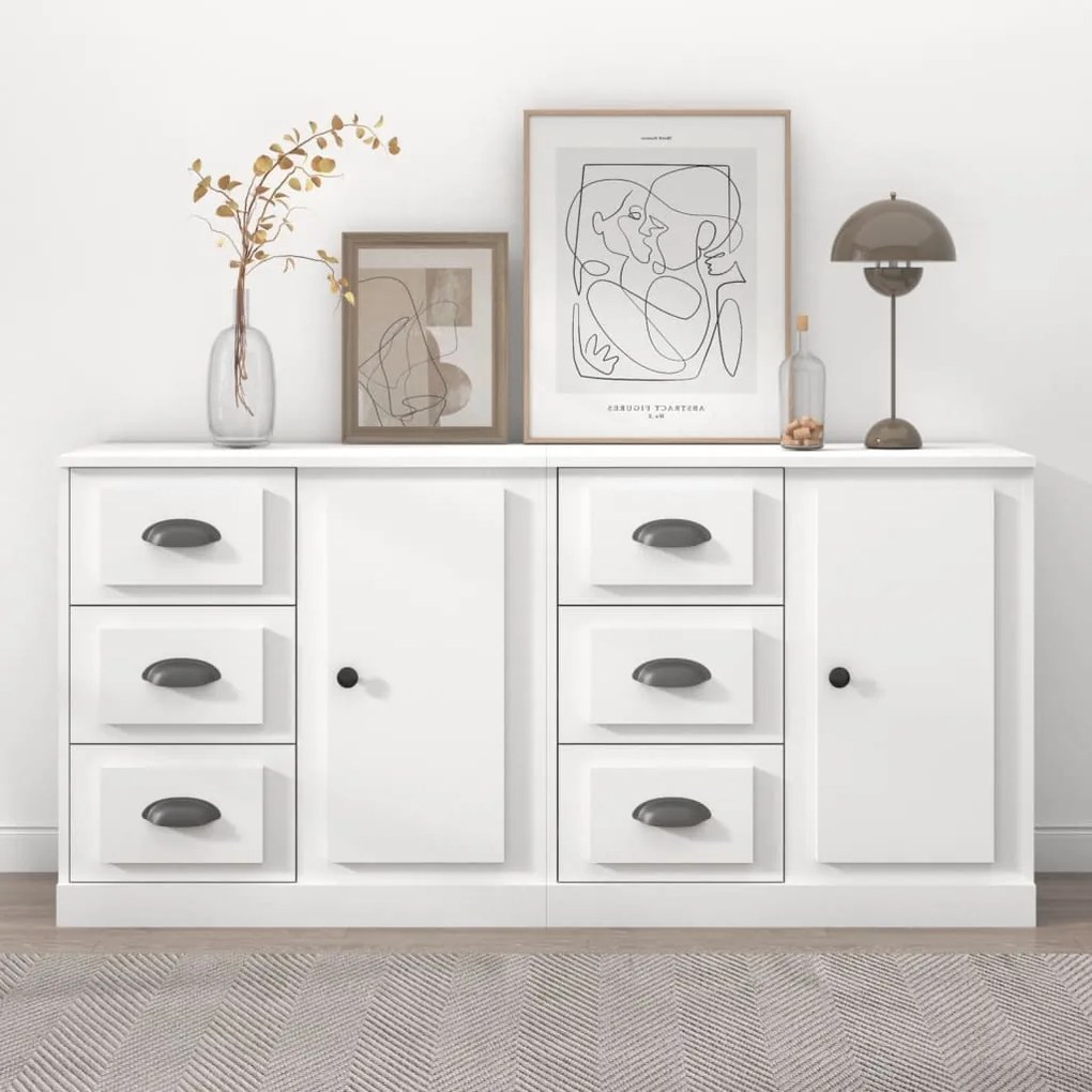 vidaXL Aparadores 2 pcs derivados de madeira branco