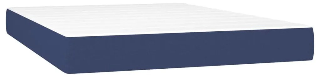 Cama box spring c/ colchão e LED 140x190 cm tecido azul