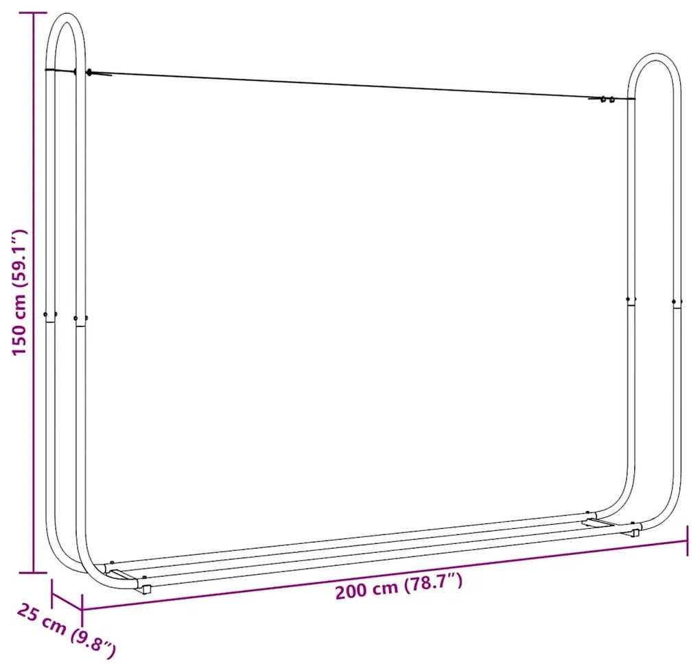 Rack de lenha com tampa de chuva 200x25x150 cm aço galvanizado