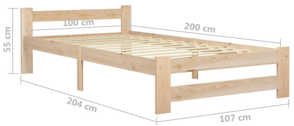 Estrutura de cama 100x200 cm pinho maciço