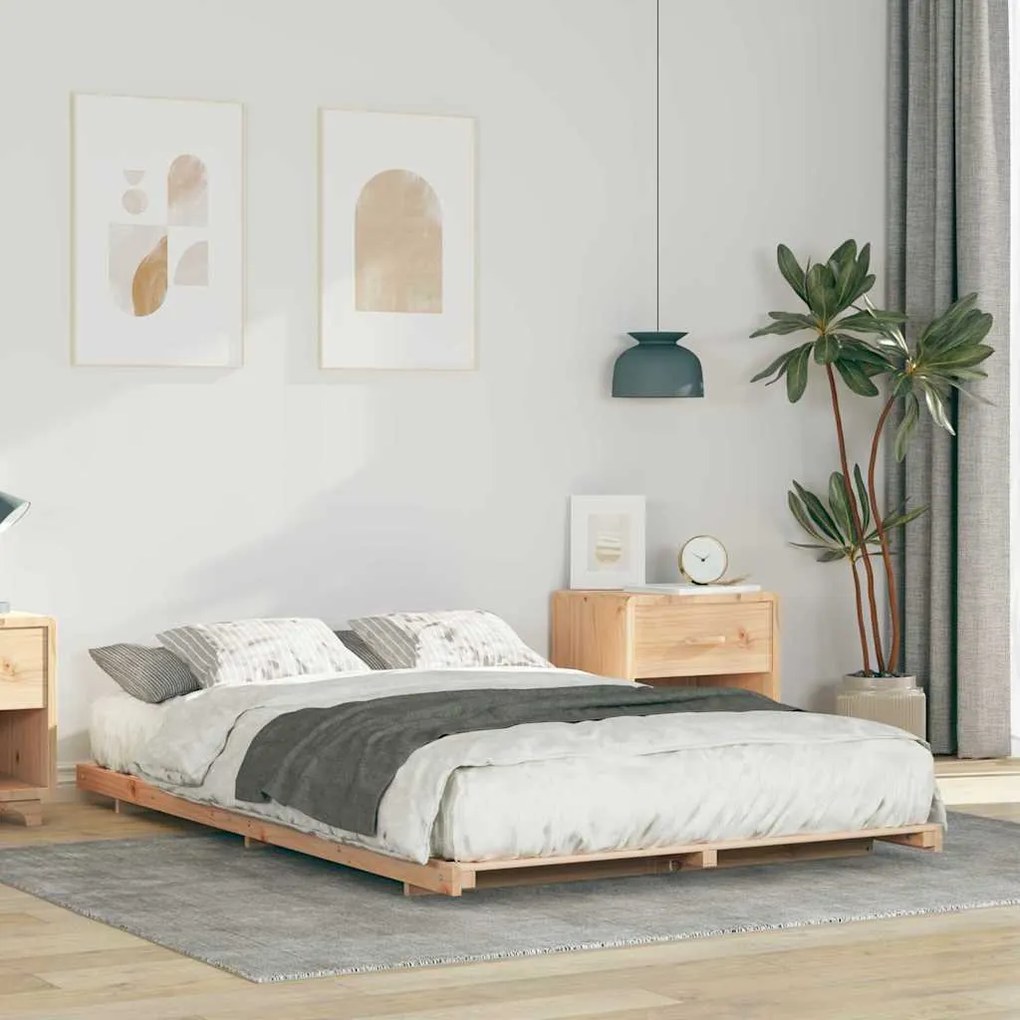 vidaXL Estrutura de cama de chão Castanho 140 x 190 cm
