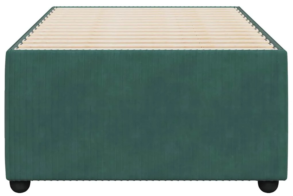 Estrutura de cama sem colchão 80x200 cm veludo verde-escuro