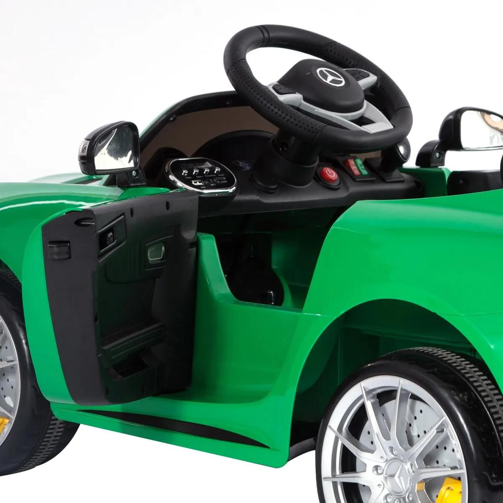 Carro elétrico para crianças acima de 3 anos licenciado de Mercedes GTR bateria de 12V com controle remoto Faróis musica portas de abertura dupla Carg