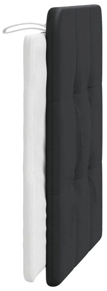 Almofadão de cabeceira 90 cm couro artificial preto e branco