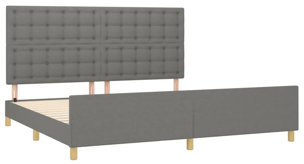 Estrutura de cama sem colchão 200x200 cm tecido cinzento-escuro