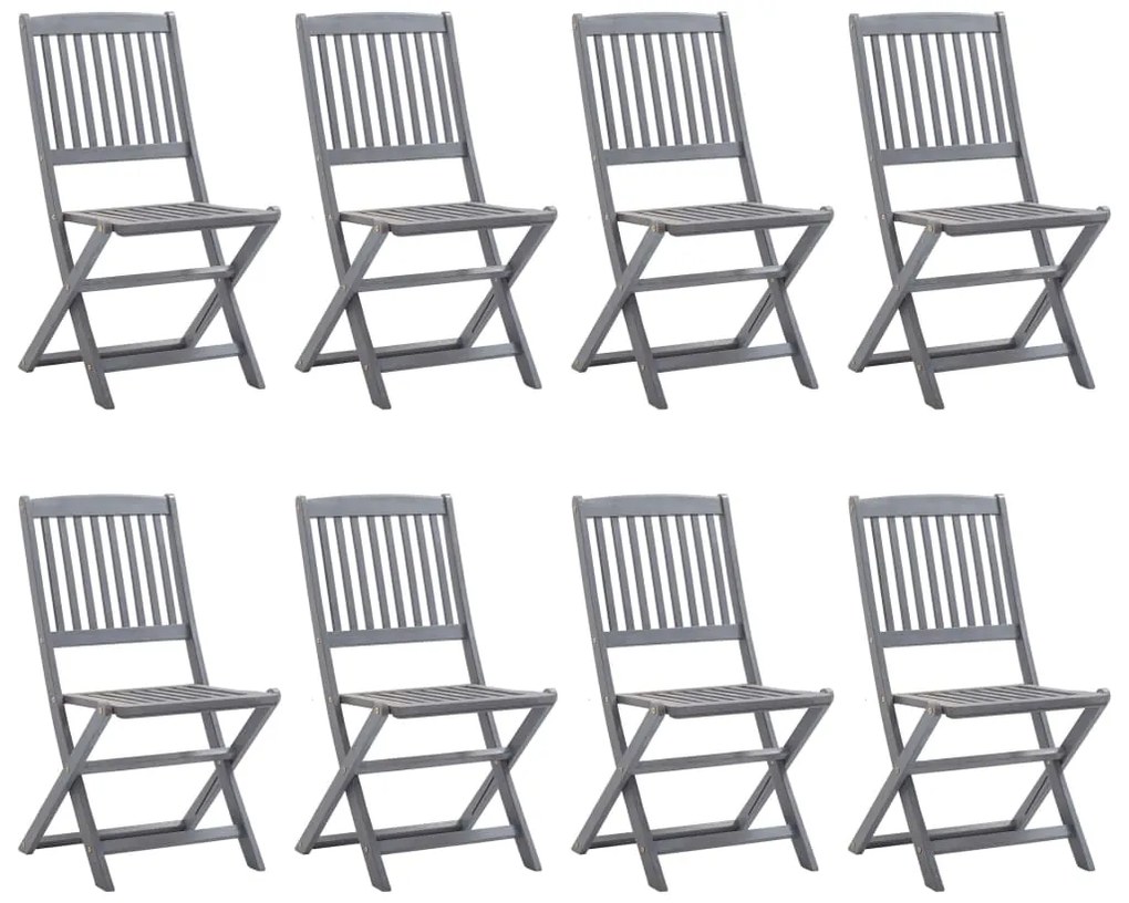 9 pcs conjunto de jantar jardim madeira acácia maciça cinzento