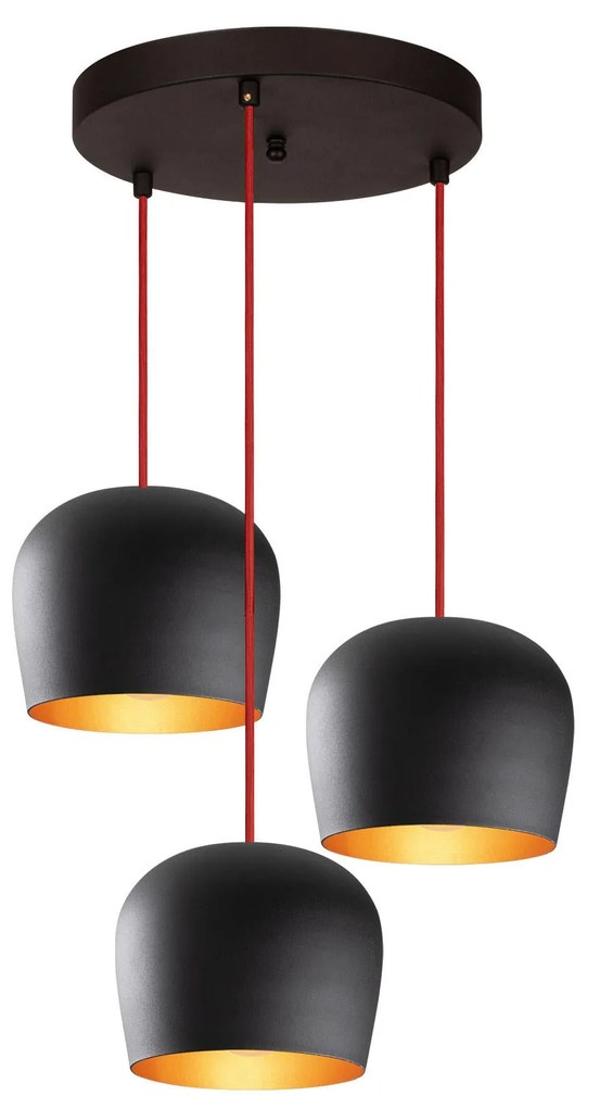 Candeeiro de Teto Berceste – Preto e Vermelho – Diâmetro 48 cm