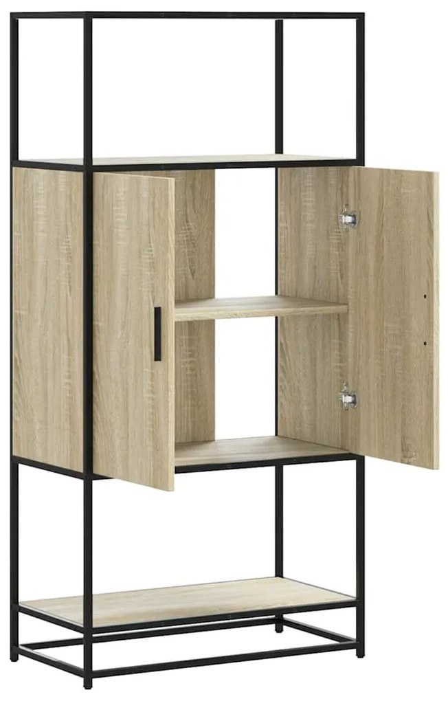 Armário alto 68x35x139 cm madeira e metal carvalho sonoma