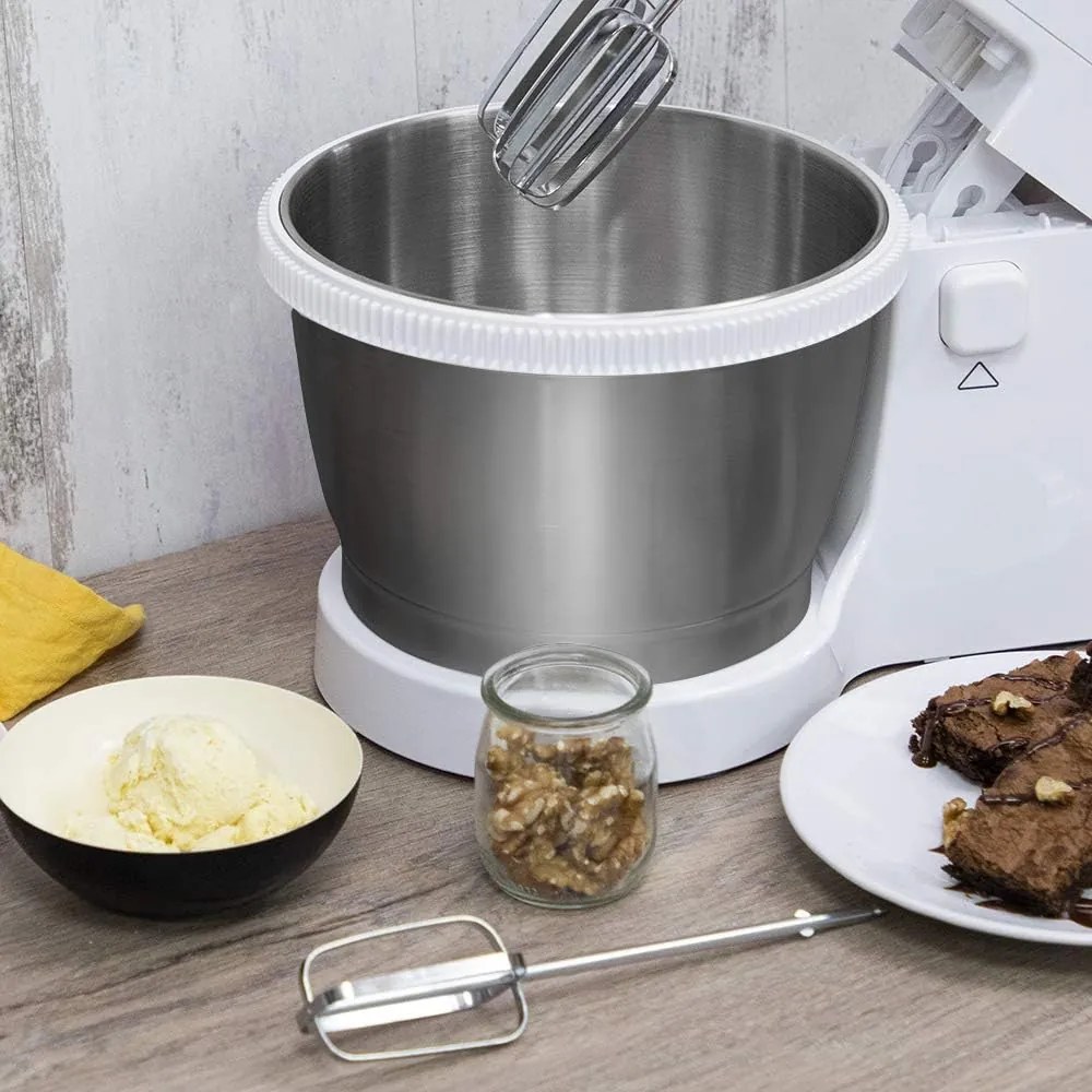 Batedeira de 500 W PowerTwist 500 Steel, Tigela de aço inoxidável autorrotativa de 3,5 L, 5 níveis de velocidade, Função Turbo, Design Ergonómico, 3 a