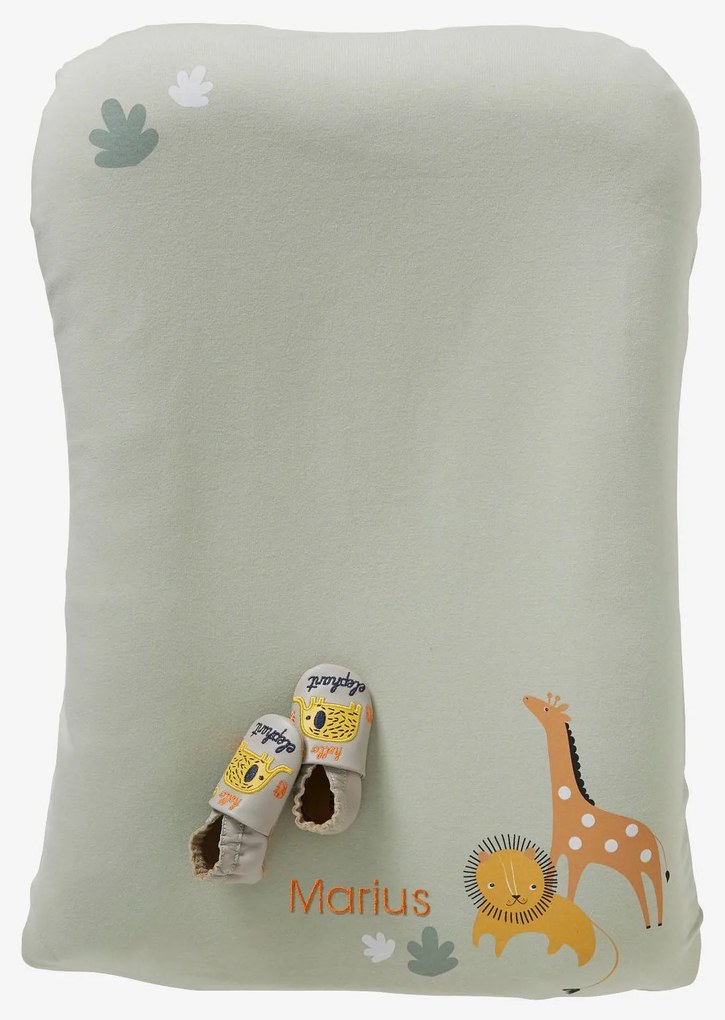 Capa para colchão de mudas, em algodão verde claro liso com motivo