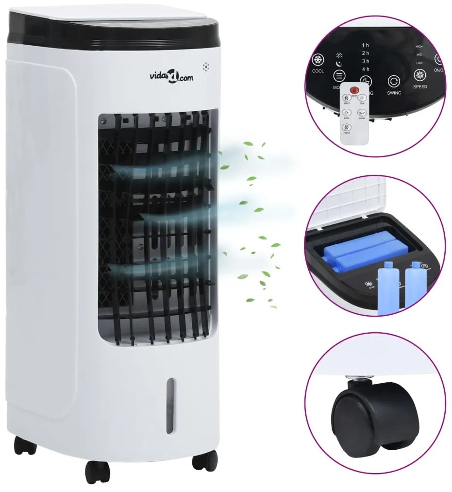 vidaXL Purificador de ar portátil 3-em-1 60 W branco e preto