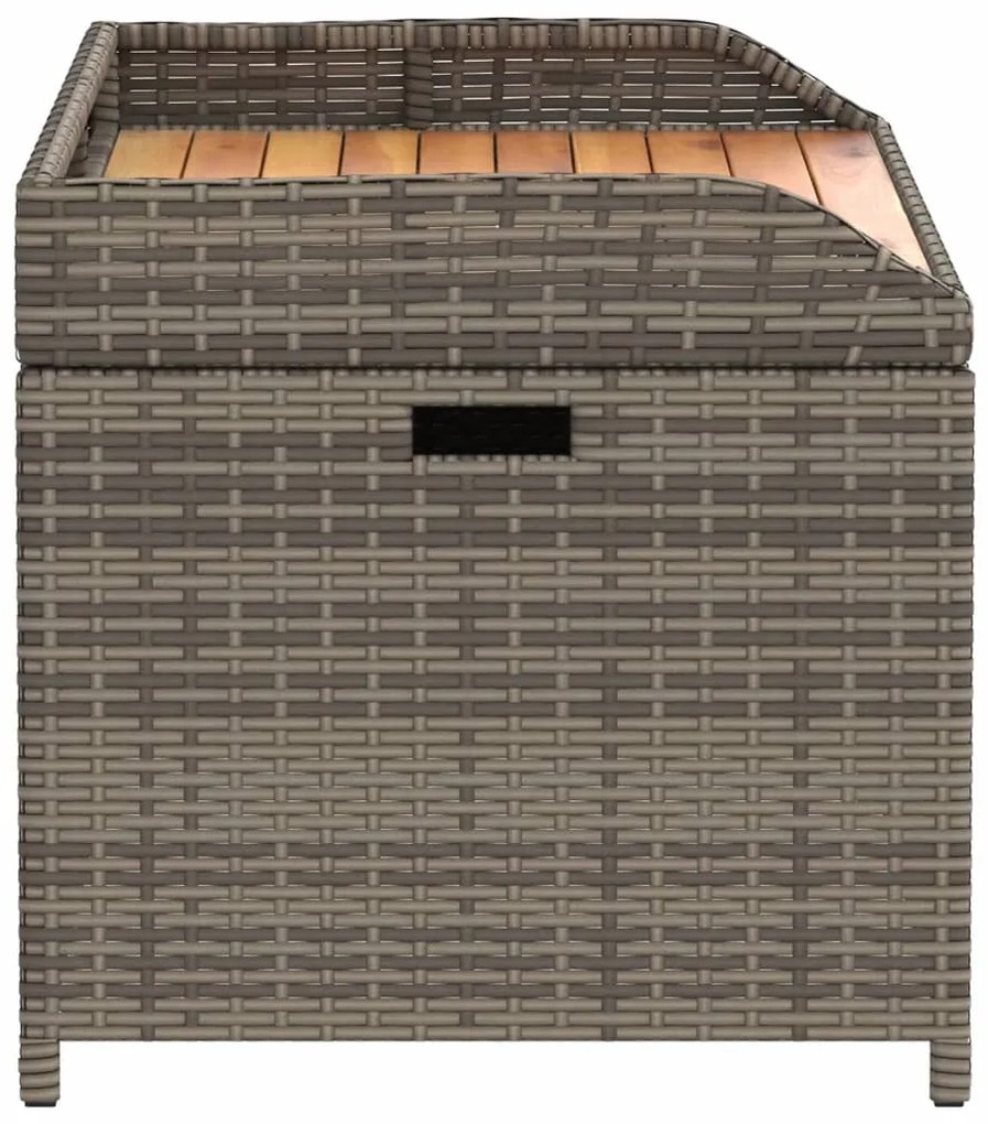 Banco de arrumação 100x50x52 cm vime PE e madeira acácia cinza