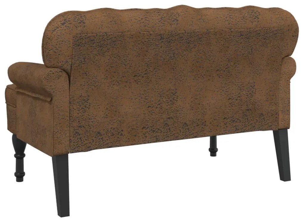 Banco com encosto 119,5x64,5x75 cm camurça castanho