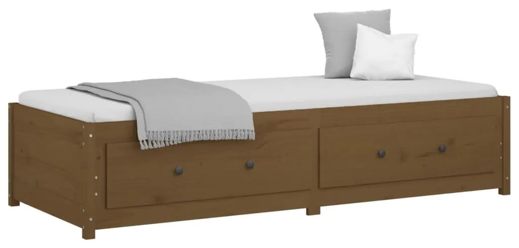 Sofá-cama solteiro pequeno 75x190 cm pinho maciço castanho mel