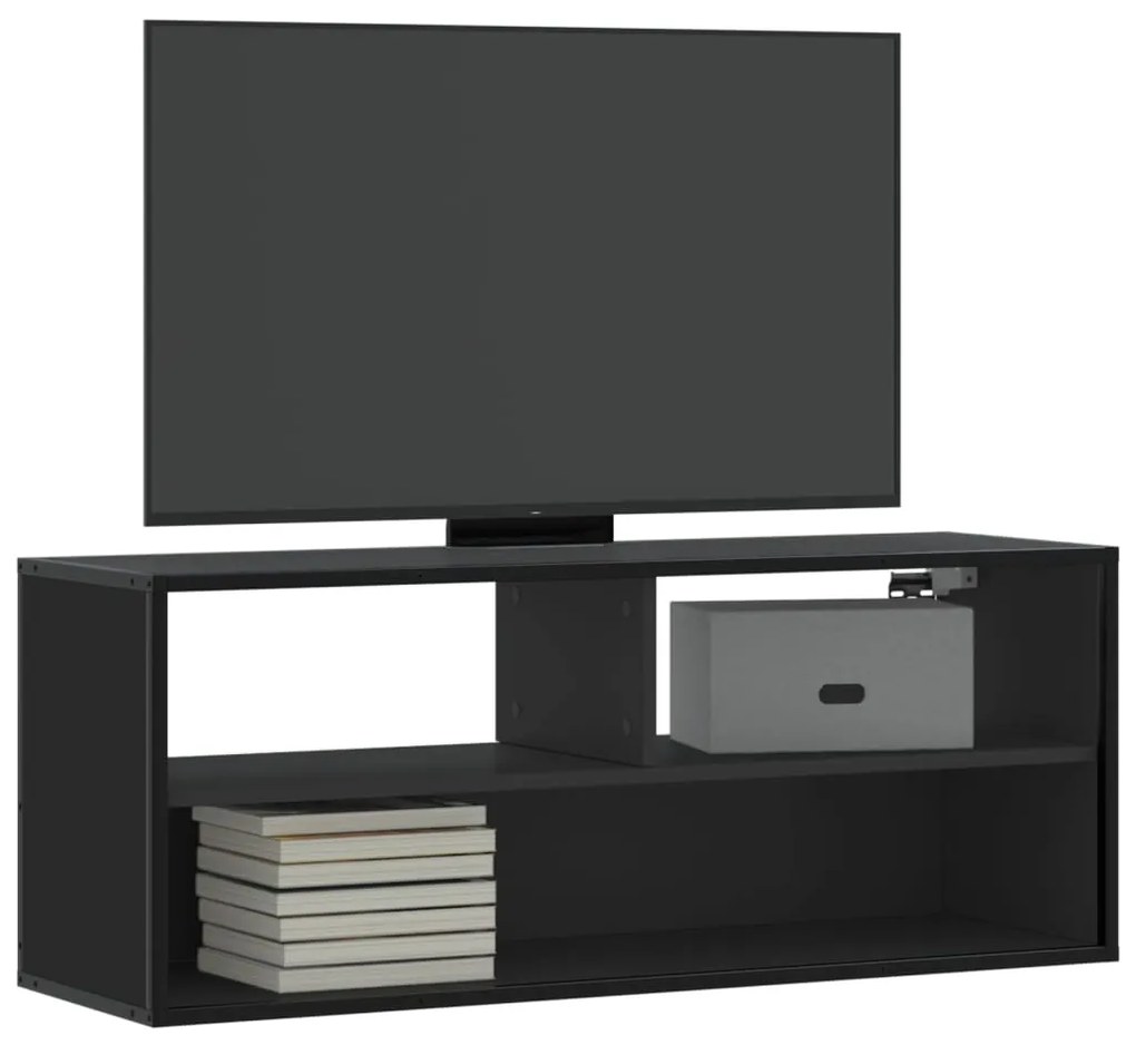 vidaXL Móvel para TV 100x31x39,5 cm derivados de madeira/metal preto