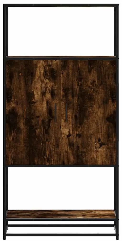Armário alto 68x35x139 cm madeira e metal carvalho fumado