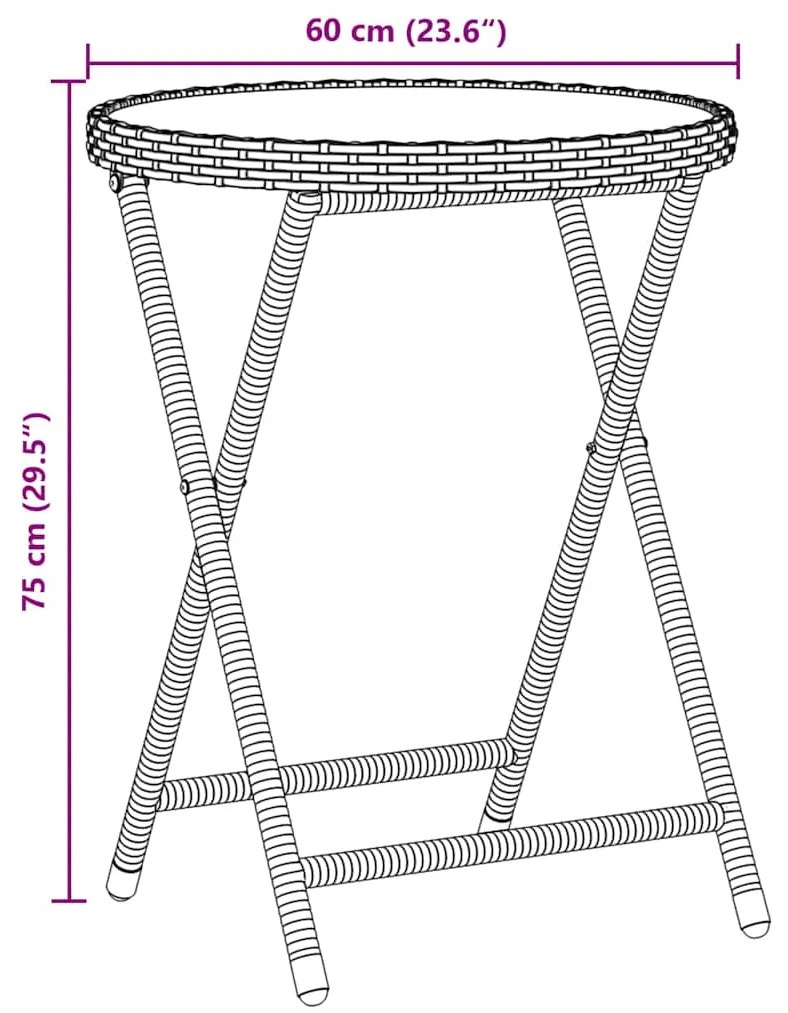 Conjunto de Bistro de Jardim com 3 Peças e Almofadas Bege em Rattan Si