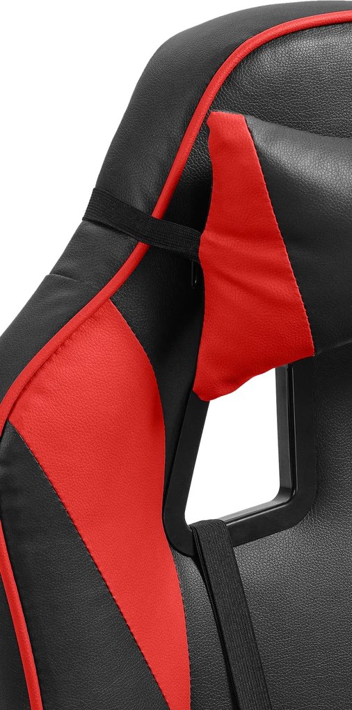 Cadeira de escritório em couro sintético preto e vermelho