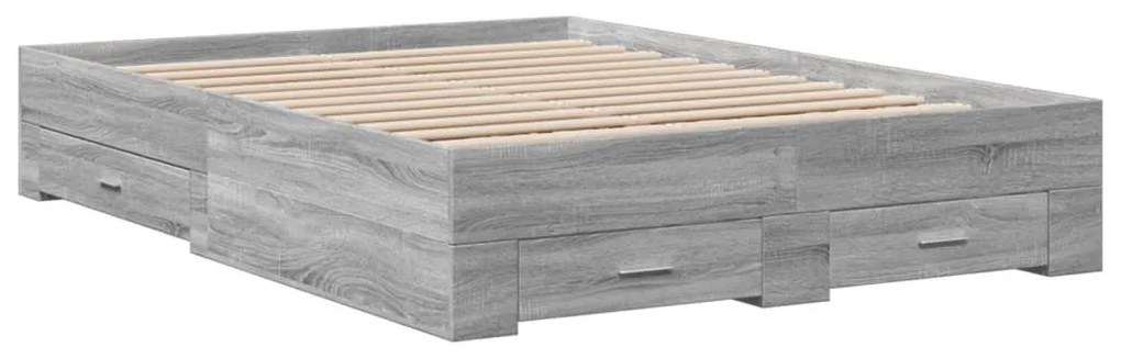 Estrutura de cama c/ gavetas derivados madeira cinza sonoma