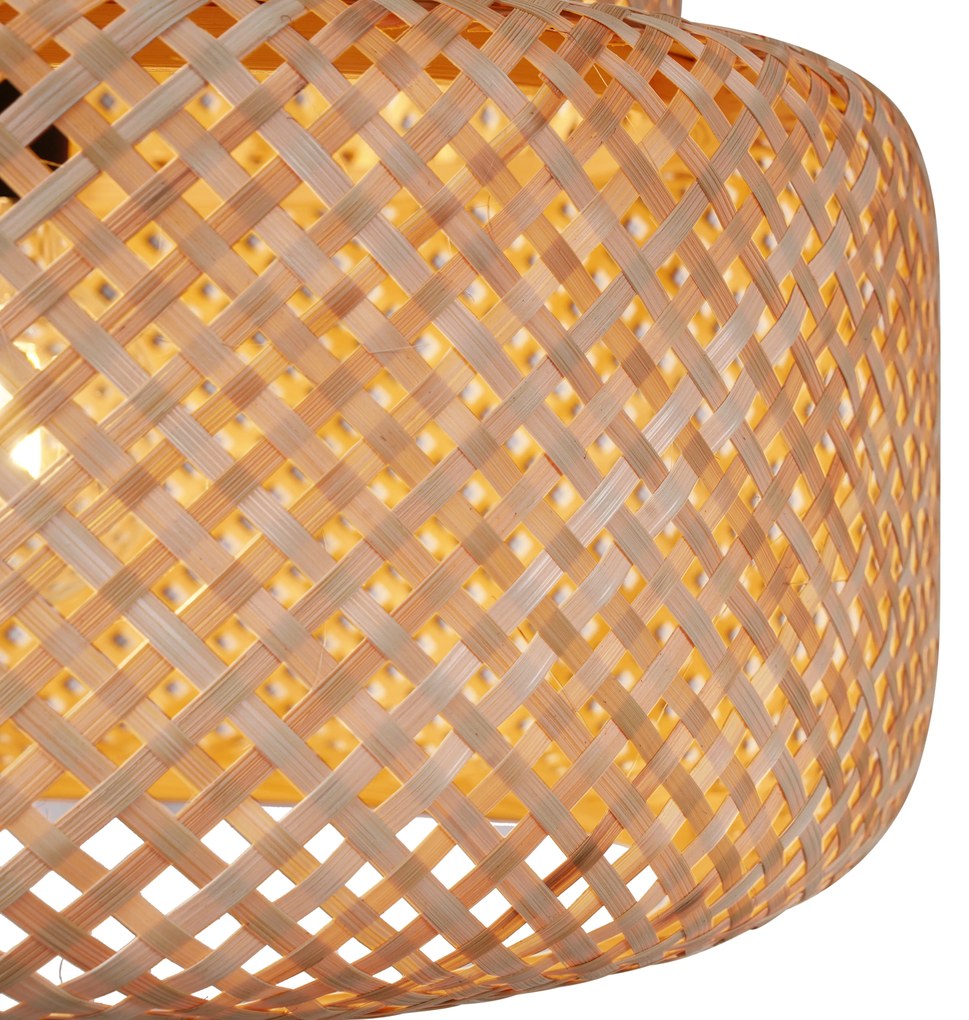 Candeeiro Pendente Japandi Preto com Bambu - Kea