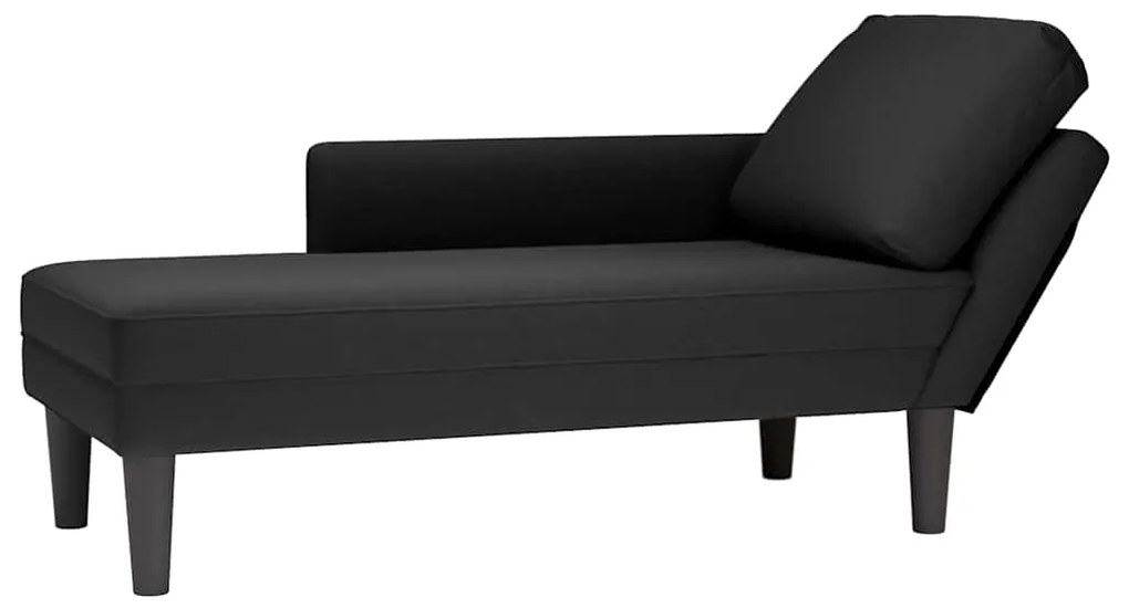 Chaise lounge c/ almofada/apoio de braços direito veludo preto